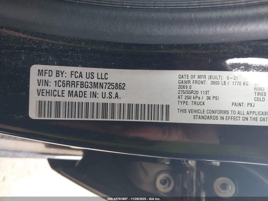 1C6RRFBG3MN725862 2021 RAM 1500 photo no. 9