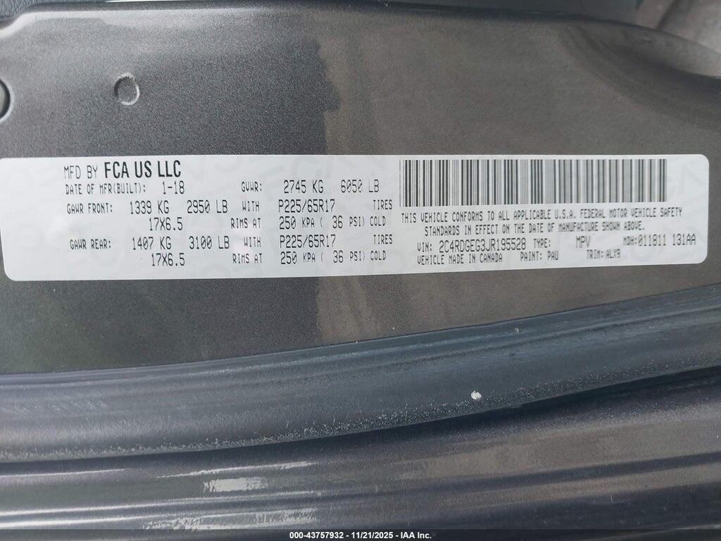 2C4RDGEG3JR195528 2018 DODGE GRAND CARAVAN photo no. 9