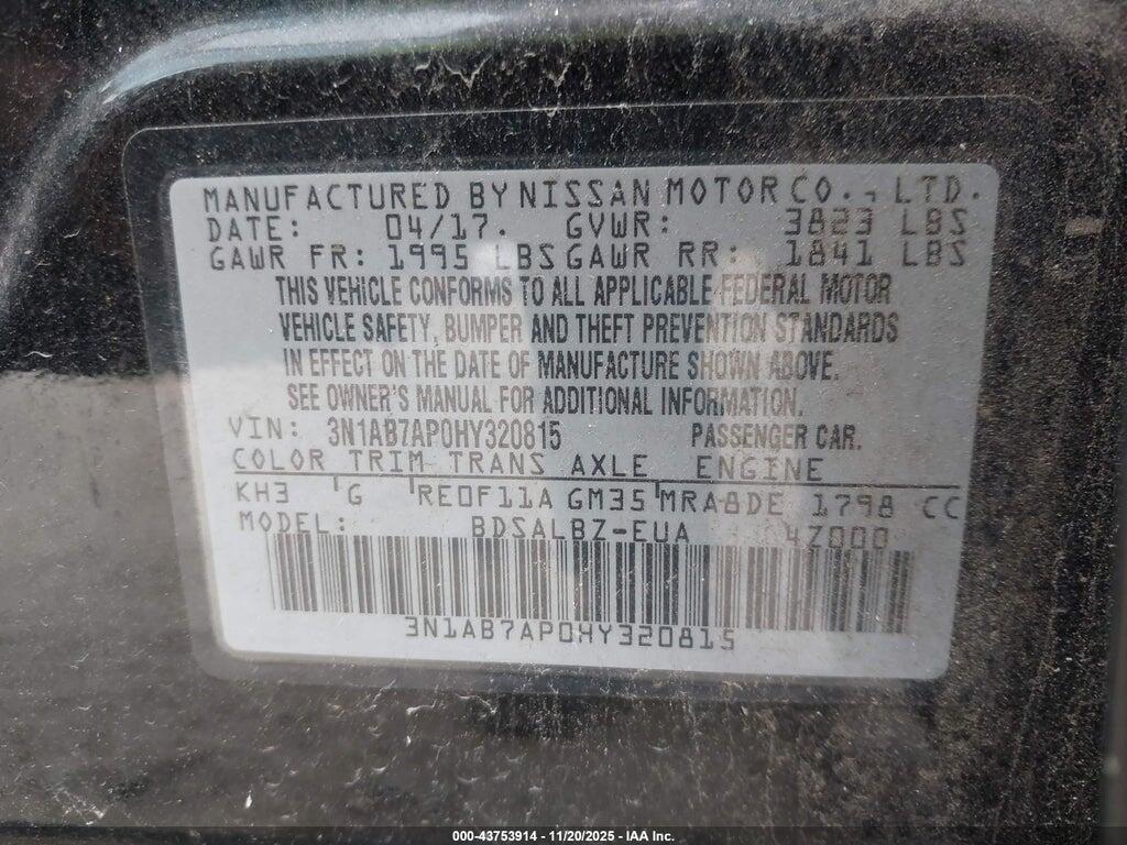 3N1AB7AP0HY320815 2017 NISSAN SENTRA photo no. 9