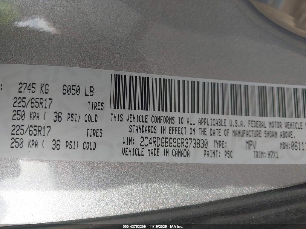 2C4RDGBG9GR373830 2016 DODGE GRAND CARAVAN photo no. 9