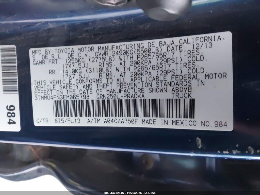 3TMMU4FN3EM065798 2014 TOYOTA TACOMA photo no. 9