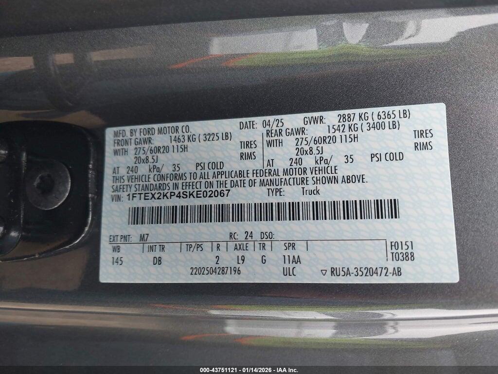 1FTEX2KP4SKE02067 2025 FORD F-150 photo no. 9