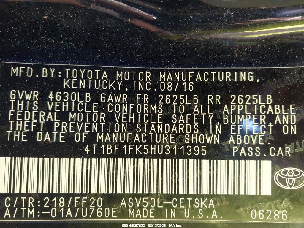 4T1BF1FK5HU311395 2017 TOYOTA CAMRY photo no. 9
