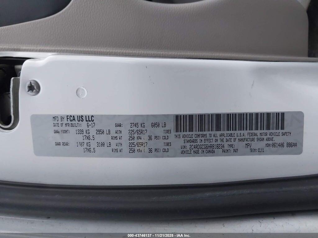 2C4RDGCG6HR818234 2017 DODGE GRAND CARAVAN photo no. 9