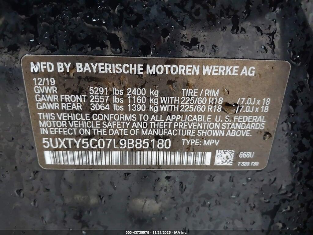 5UXTY5C07L9B85180 2020 BMW X3 photo no. 9