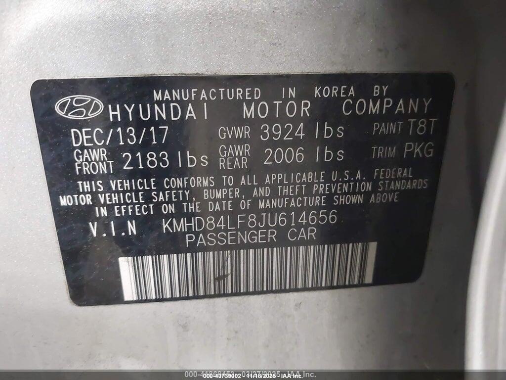 KMHD84LF8JU614656 2018 HYUNDAI ELANTRA photo no. 9