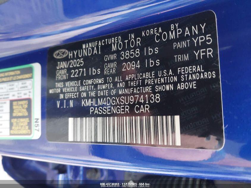 KMHLM4DGXSU974138 2025 HYUNDAI ELANTRA photo no. 9