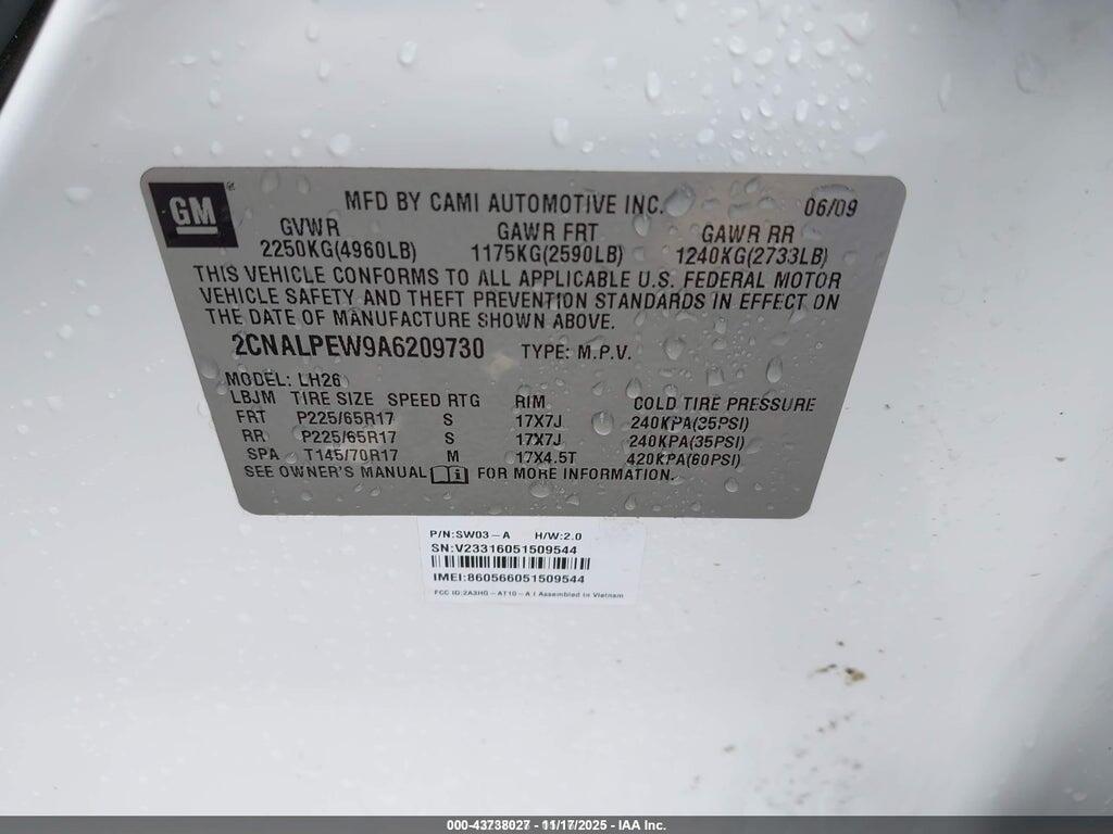 2CNALPEW9A6209730 2010 CHEVROLET EQUINOX photo no. 9