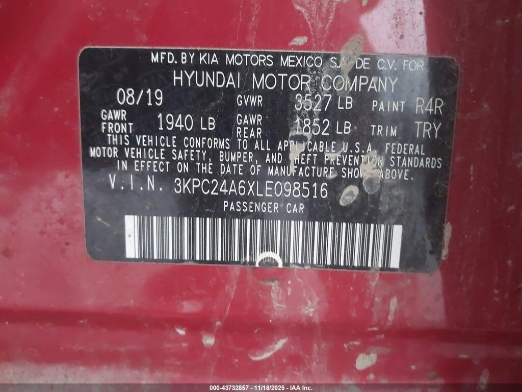 3KPC24A6XLE098516 2020 HYUNDAI ACCENT photo no. 9