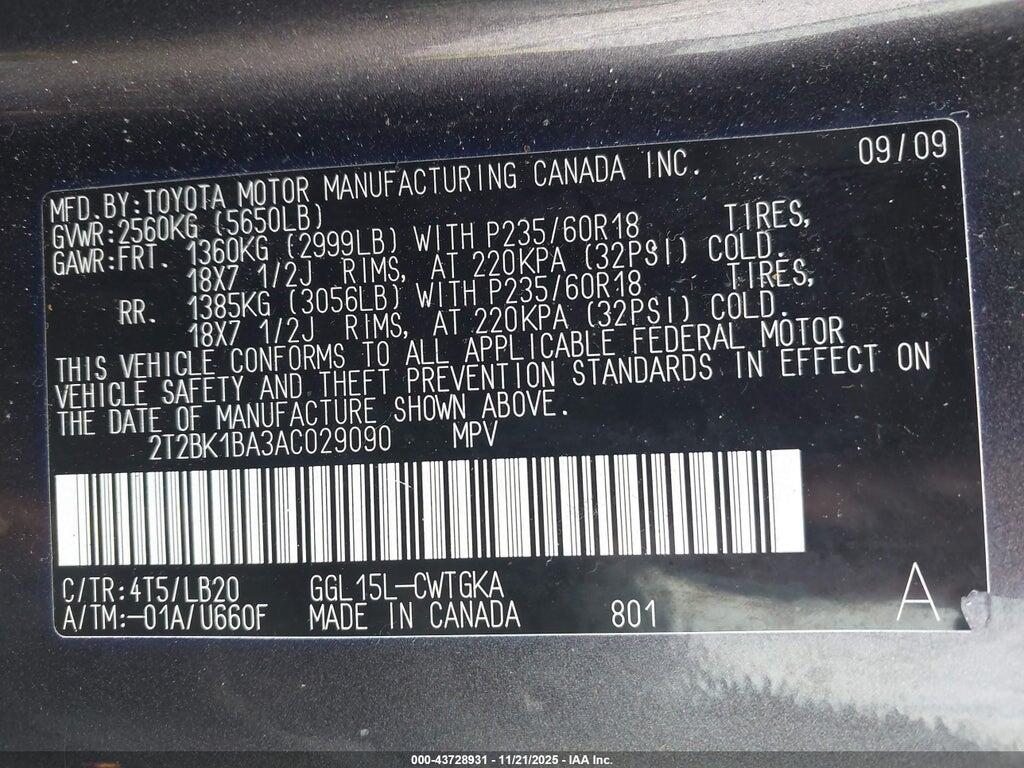 2T2BK1BA3AC029090 2010 LEXUS RX 350 photo no. 9