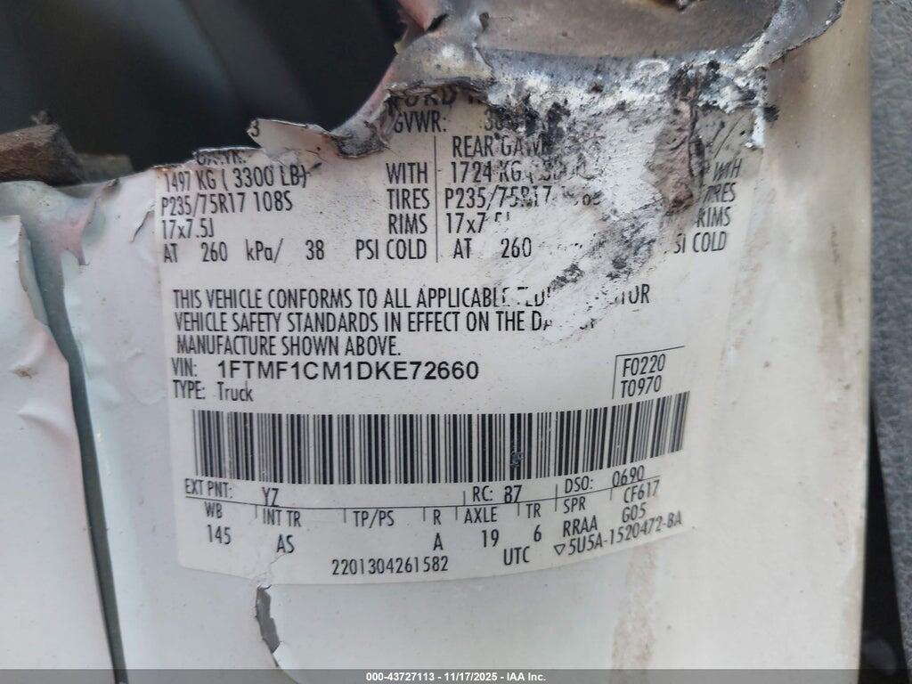 1FTMF1CM1DKE72660 2013 FORD F-150 photo no. 9