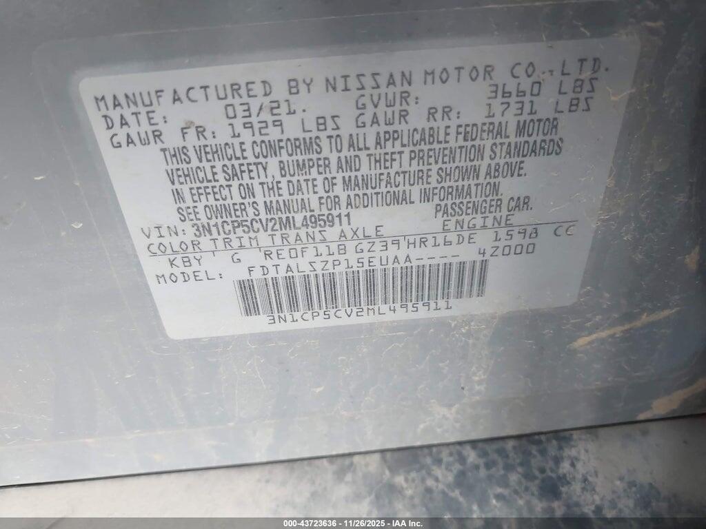 3N1CP5CV2ML495911 2021 NISSAN KICKS photo no. 9