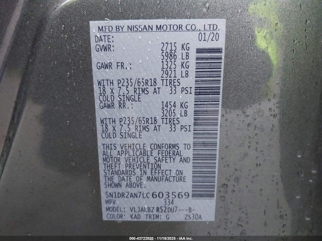 5N1DR2AN7LC603569 2020 NISSAN PATHFINDER photo no. 9