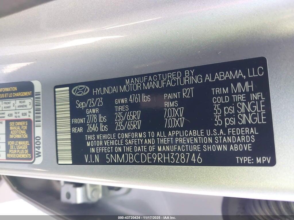 5NMJBCDE9RH328746 2024 HYUNDAI TUCSON photo no. 9