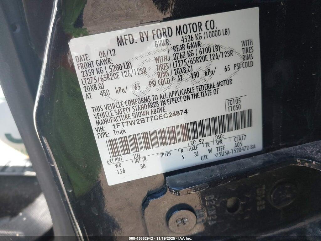 1FT7W2BT7CEC24874 2012 FORD F-250 photo no. 9