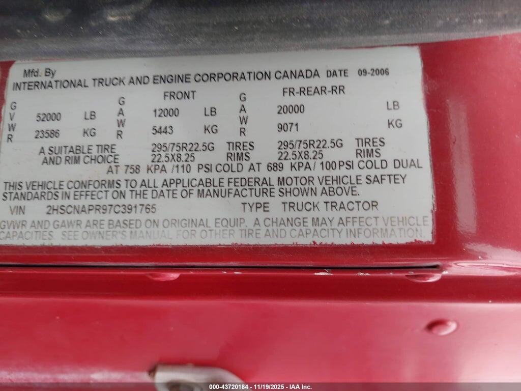 2HSCNAPR97C391765 2007 INTERNATIONAL 9400 photo no. 8