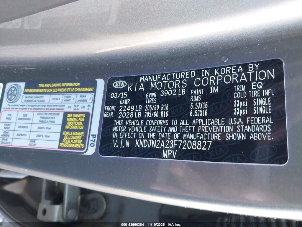 KNDJN2A23F7208827 2015 KIA SOUL photo no. 9