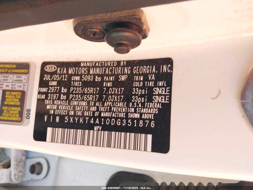 5XYKT4A10DG351876 2013 KIA SORENTO photo no. 9