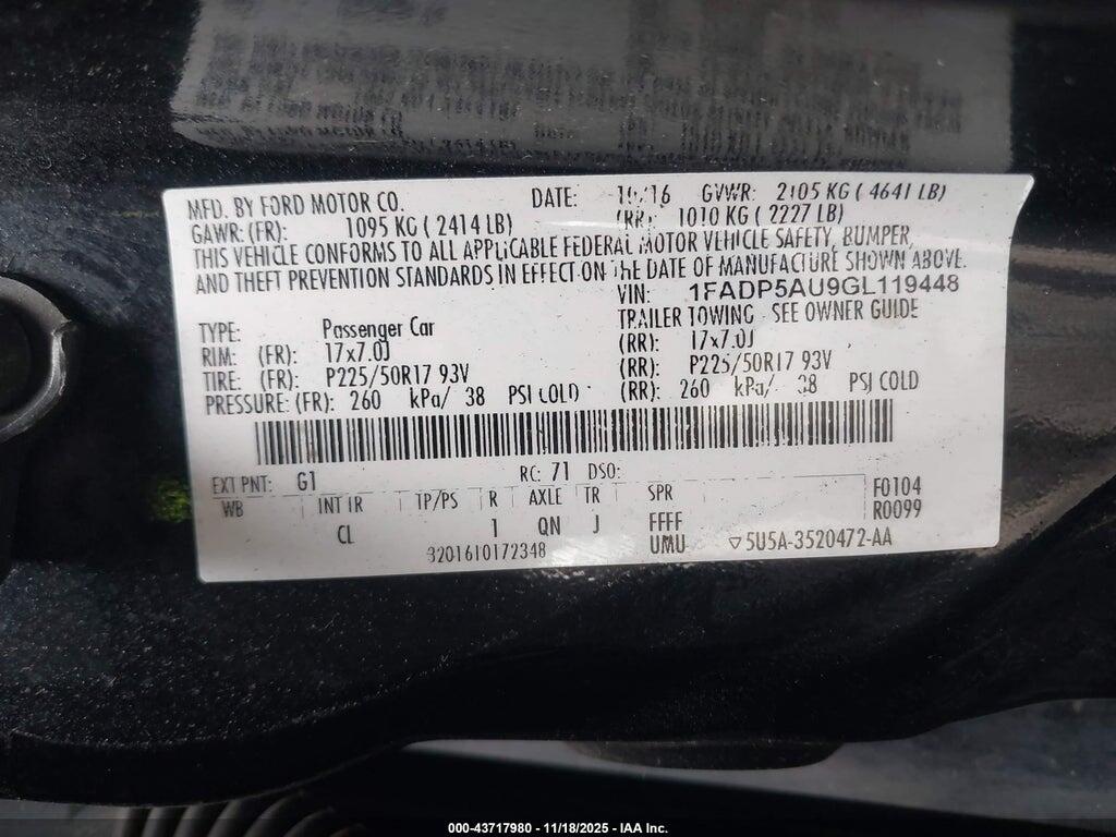 1FADP5AU9GL119448 2016 FORD C-MAX HYBRID photo no. 9