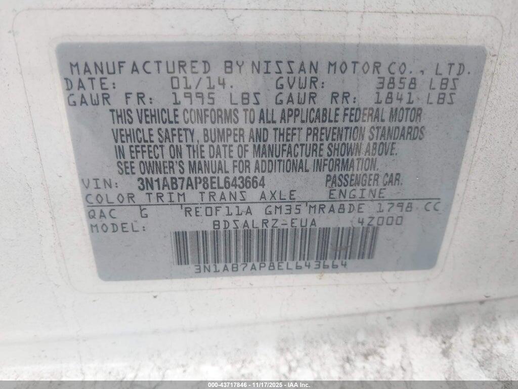 3N1AB7AP8EL643664 2014 NISSAN SENTRA photo no. 9