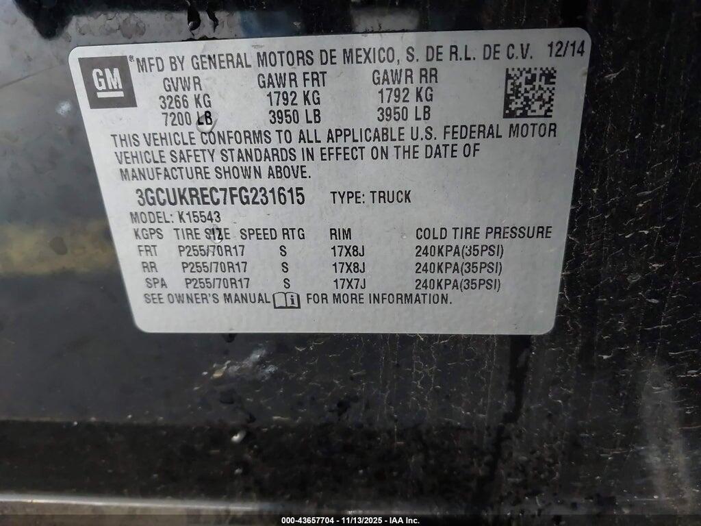 3GCUKREC7FG231615 2015 CHEVROLET SILVERADO 1500 photo no. 9