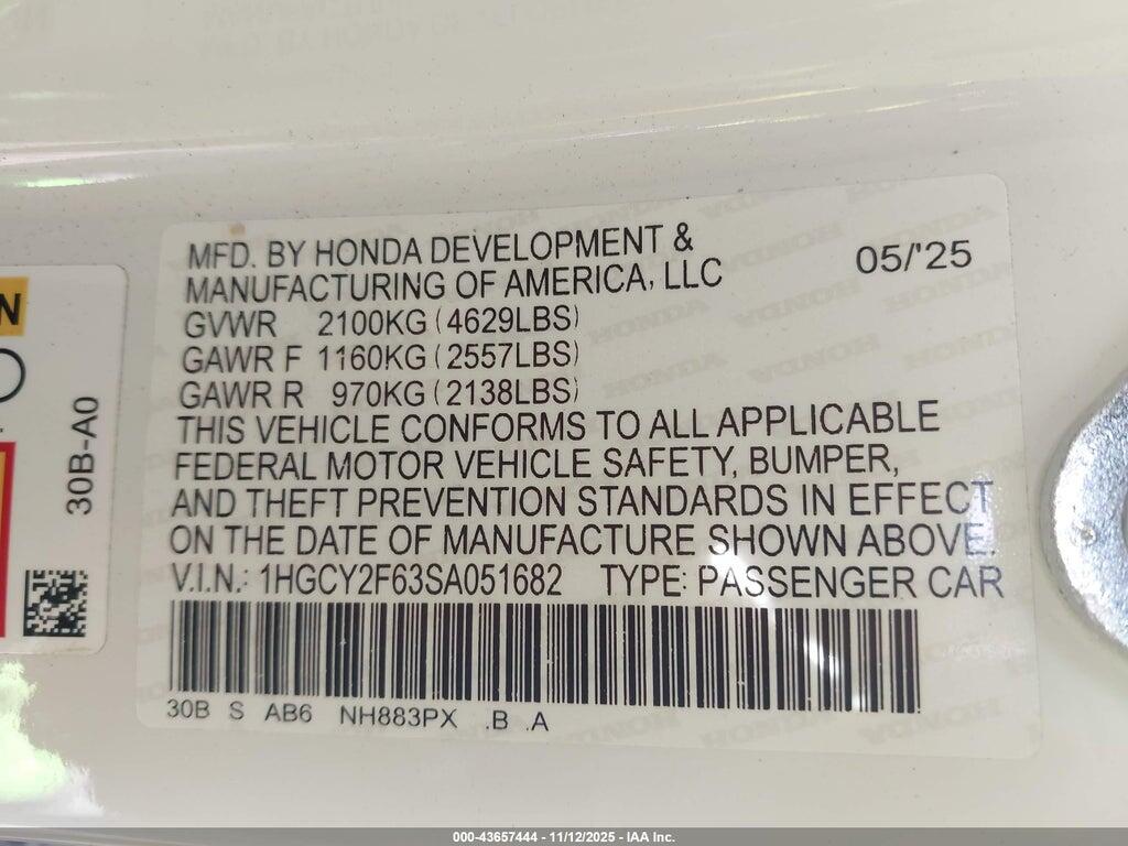 1HGCY2F63SA051682 2025 HONDA ACCORD HYBRID photo no. 9
