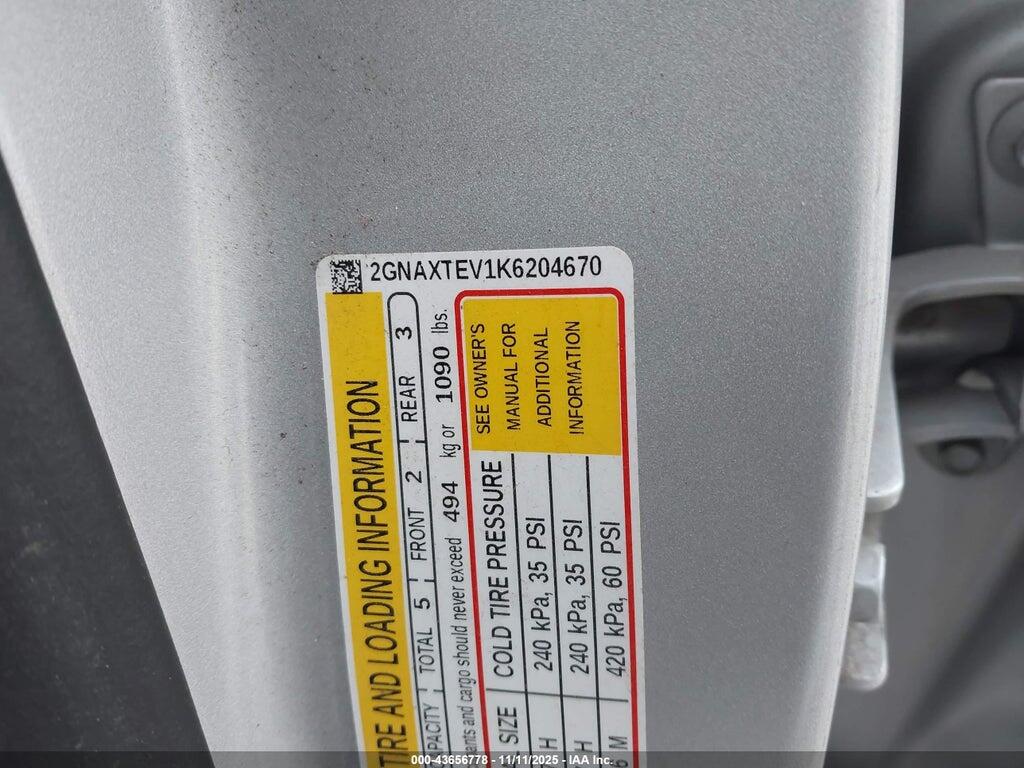 2GNAXTEV1K6204670 2019 CHEVROLET EQUINOX photo no. 9