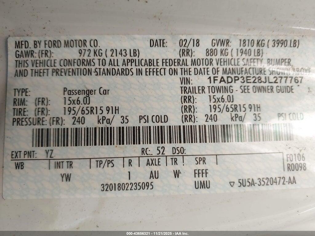 1FADP3E28JL277767 2018 FORD FOCUS photo no. 9