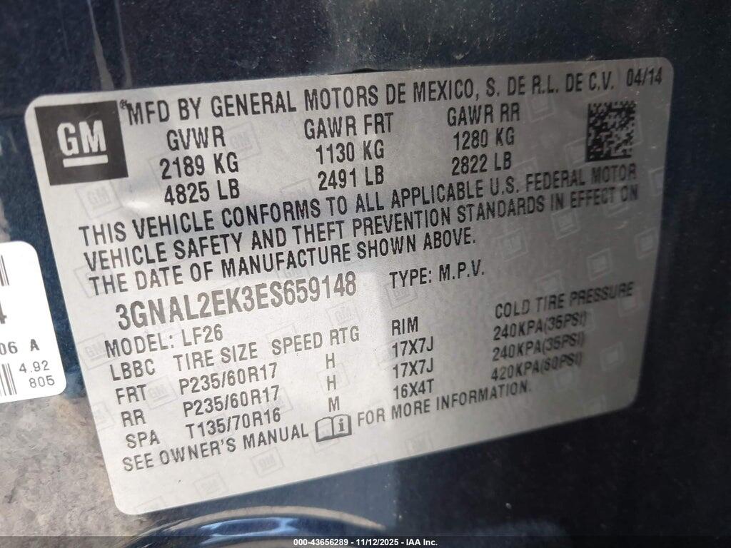 3GNAL2EK3ES659148 2014 CHEVROLET CAPTIVA SPORT photo no. 9