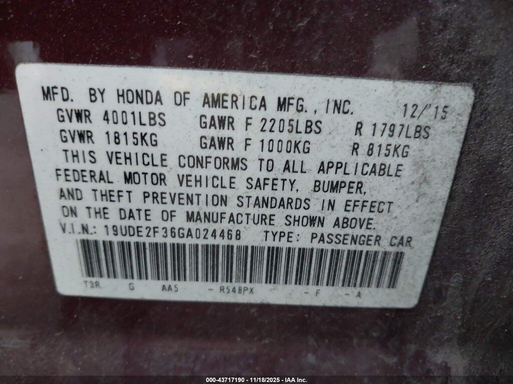 19UDE2F36GA024468 2016 ACURA ILX photo no. 9