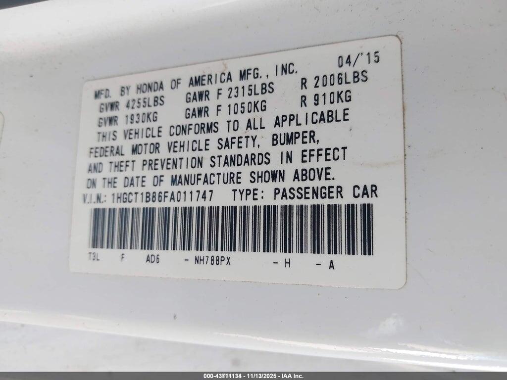 1HGCT1B86FA011747 2015 HONDA ACCORD photo no. 9