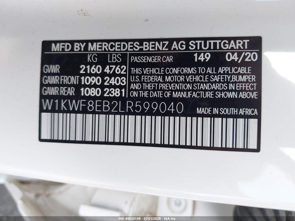 W1KWF8EB2LR599040 2020 MERCEDES-BENZ C 300 photo no. 9