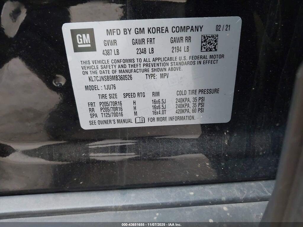 KL7CJNSB9MB360526 2021 CHEVROLET TRAX photo no. 9