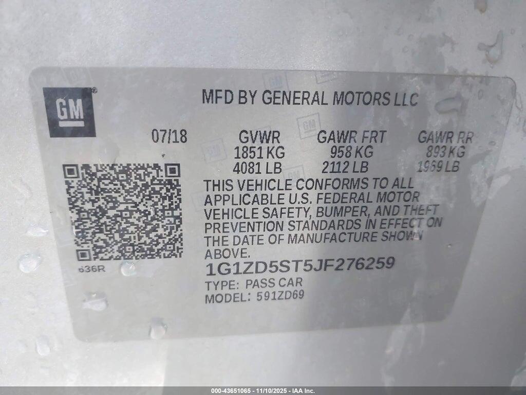 1G1ZD5ST5JF276259 2018 CHEVROLET MALIBU photo no. 9