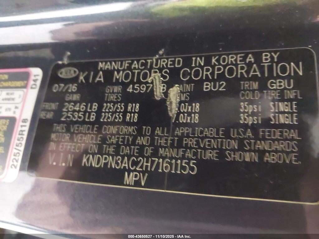 KNDPN3AC2H7161155 2017 KIA SPORTAGE photo no. 9