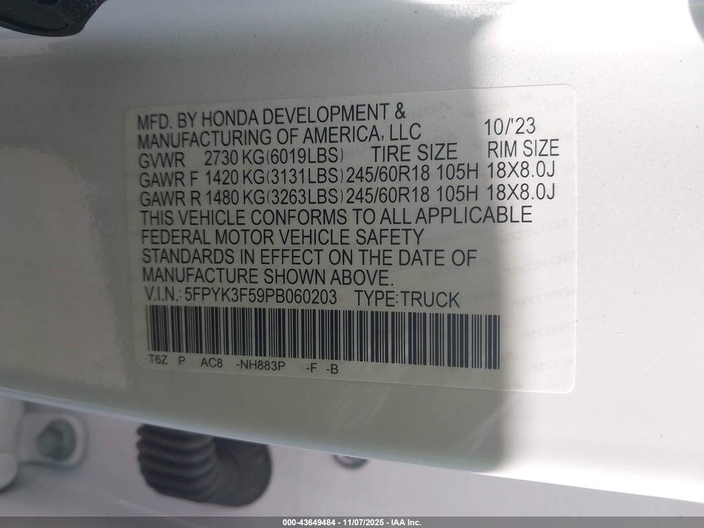 5FPYK3F59PB060203 2023 HONDA RIDGELINE photo no. 9