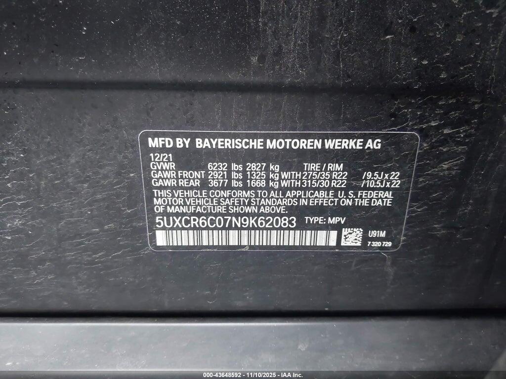 5UXCR6C07N9K62083 2022 BMW X5 photo no. 9