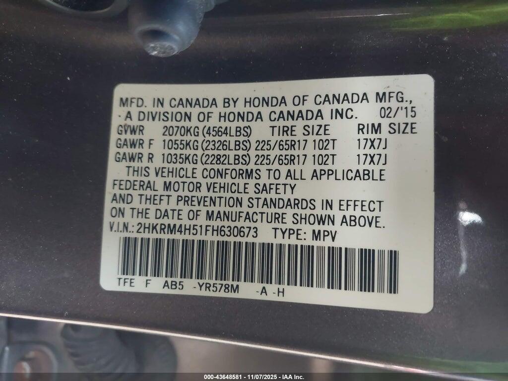 2HKRM4H51FH630673 2015 HONDA CR-V photo no. 9