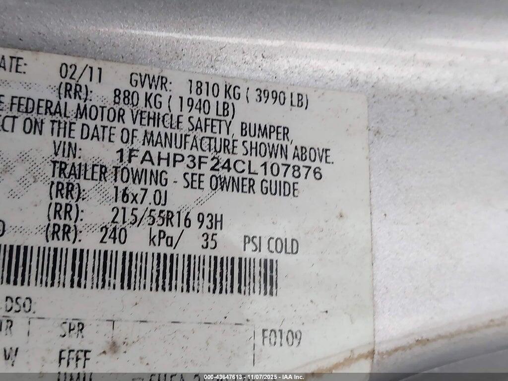 1FAHP3F24CL107876 2012 FORD FOCUS photo no. 9