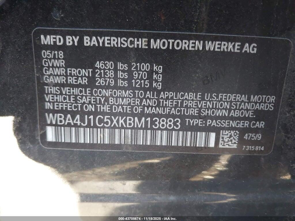 WBA4J1C5XKBM13883 2019 BMW 430I GRAN COUPE photo no. 9