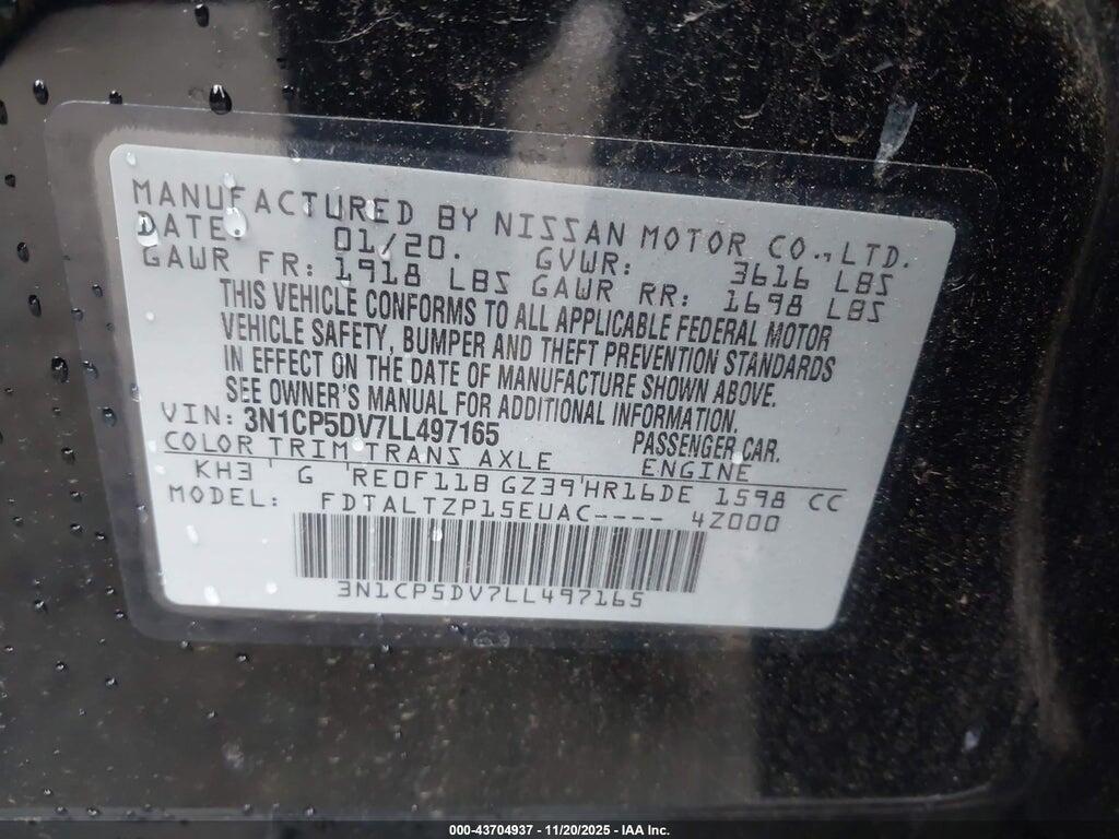 3N1CP5DV7LL497165 2020 NISSAN KICKS photo no. 9