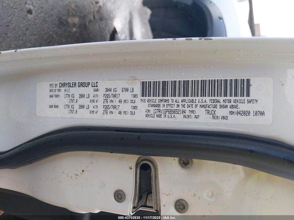 1D7RV1GP6BS652104 2011 RAM RAM 1500 photo no. 9