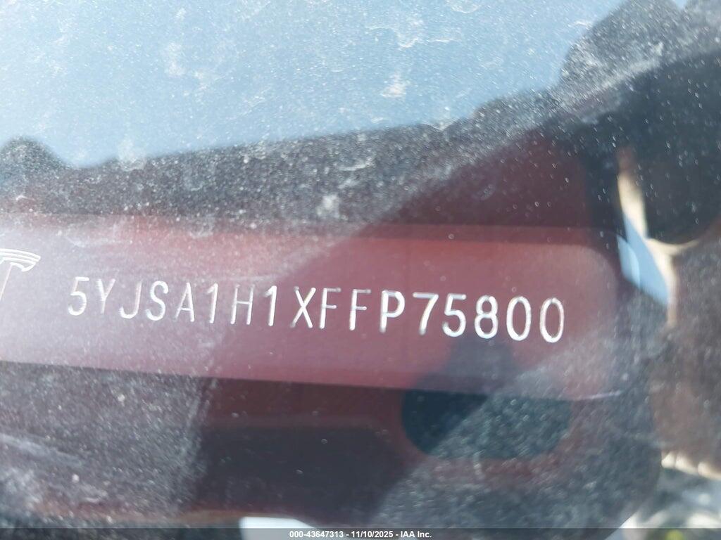 5YJSA1H1XFFP75800 2015 TESLA MODEL S photo no. 9