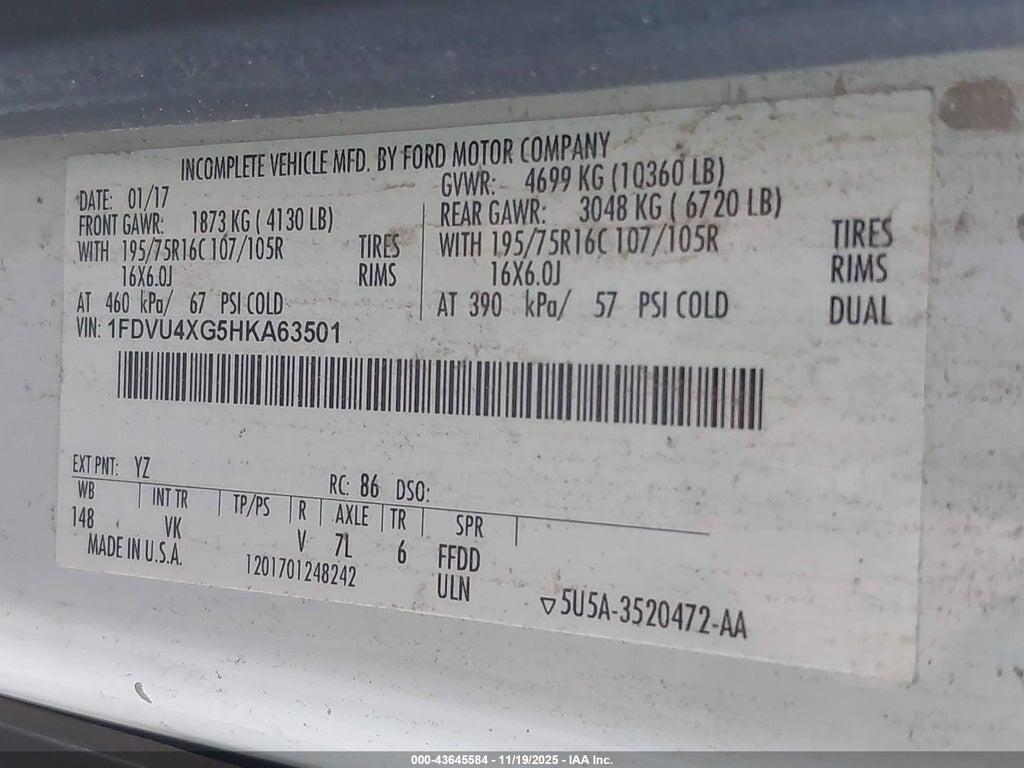 1FDVU4XG5HKA63501 2017 FORD TRANSIT-350 photo no. 9