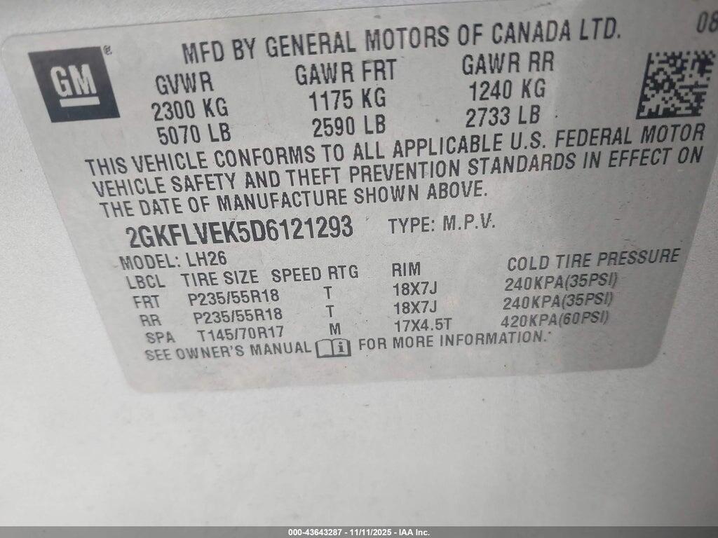 2GKFLVEK5D6121293 2013 GMC TERRAIN photo no. 9