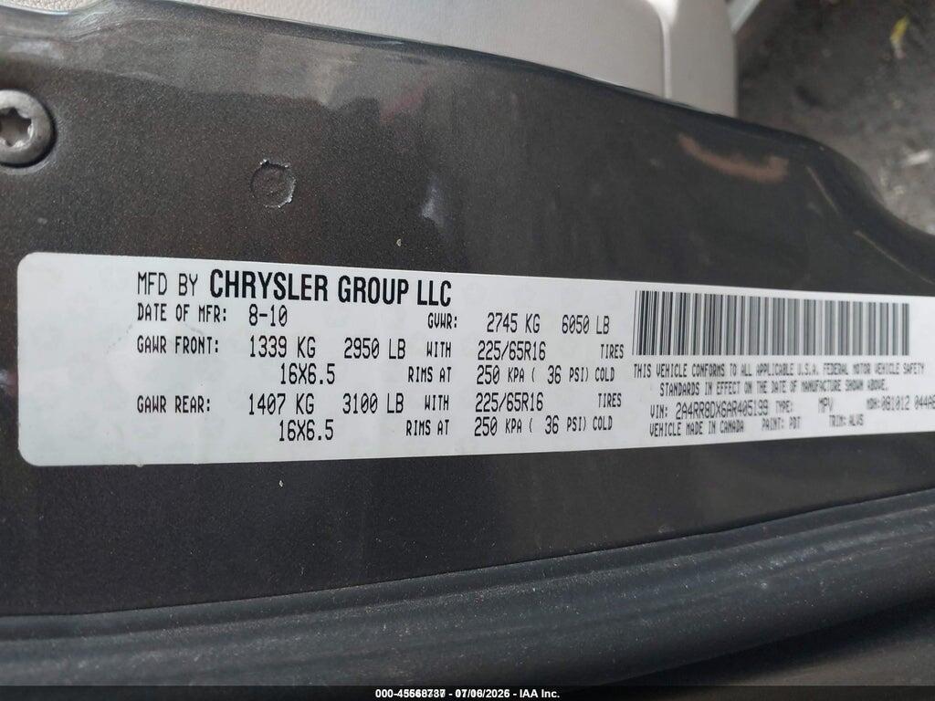 2A4RR8DX6AR405199 2010 CHRYSLER TOWN & COUNTRY photo no. 9