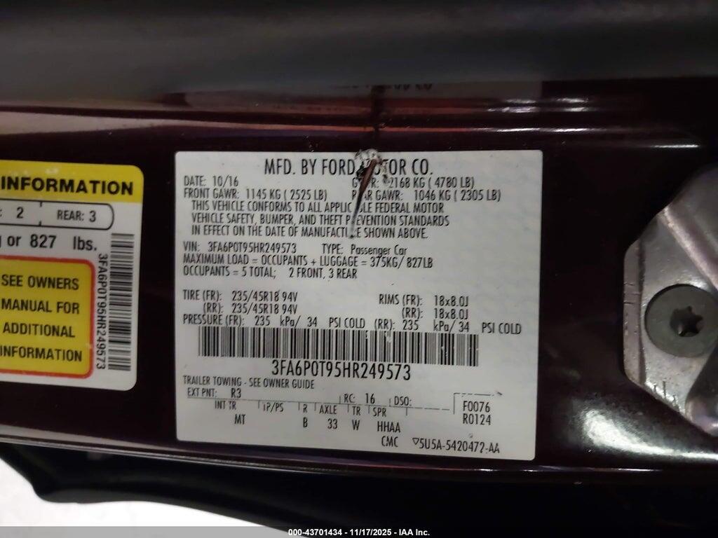 3FA6P0T95HR249573 2017 FORD FUSION photo no. 9