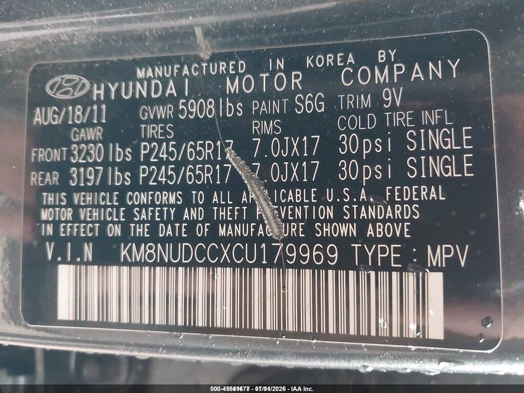 KM8NUDCCXCU179969 2012 HYUNDAI VERACRUZ photo no. 9