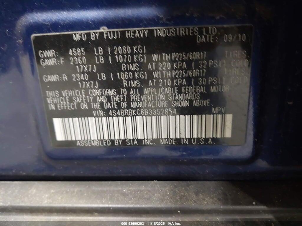 4S4BRBKC6B3352854 2011 SUBARU OUTBACK photo no. 9