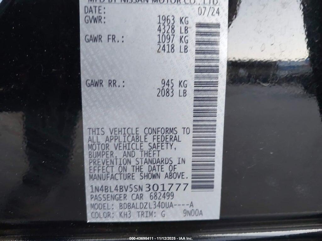 1N4BL4BV5SN301777 2025 NISSAN ALTIMA photo no. 9